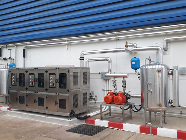 ติดตั้ง High Temp Heat pump เพื่อทำน้ำร้อนอุณหภูมิ 120 C ใช้ทดแทน Boiler