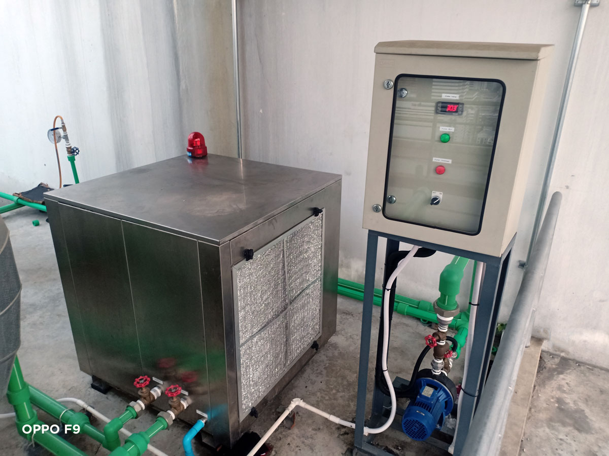 ระบบปั๊มหมุนเวียนน้ำร้อนหน้างานจริง